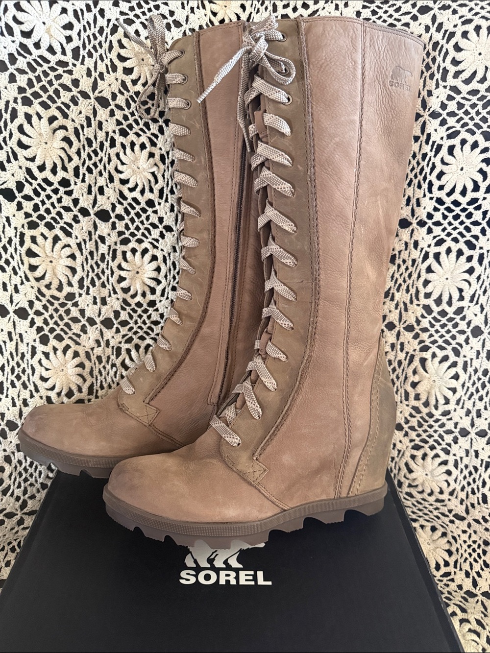 Sorel Joan of Arctic Lace-Up Wedge Knee Boots
